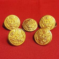 Vintage Gold Tone Brass Military Eagle Crest Buttons Set of 5 picture