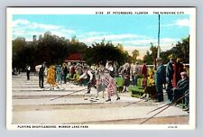 St Petersburg FL-Florida, Playing Shuffleboard Mirror Lake Park Vintage Postcard picture