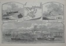 Original Civil War Engraving SHIP ISLAND Biloxi Mississippi Fort Massachusetts picture