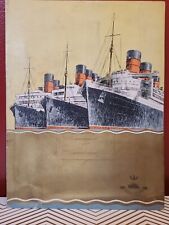 1937 Cunard White Star RMS Berengaria Ocean Liner Steamship Menu Art Deco RARE picture