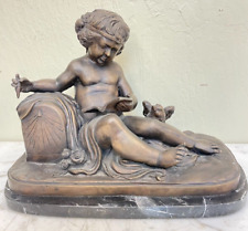 Bronze Statue - Child Reading Book with Dove picture