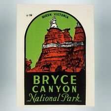 Vintage Bryce Canyon Park Decal 1950s Queen Victoria Water Travel Sticker H641 picture