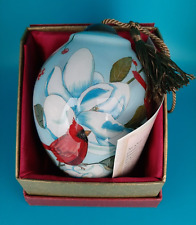Ne'Qwa Art Hand Painted Blown Glass Ornament “Winter Song” Cardinals 7211122 Box picture