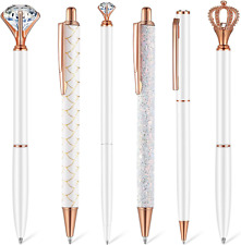 6 Pcs Ballpoint Pens Set Metal Crystal Diamond Pen for Journaling Black Ink Ball picture