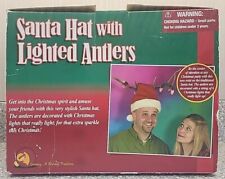 Gemmy Santa Hat With Lighted Antlers Christmas Hat 14973 2001 picture
