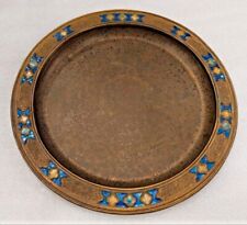 Louis C Tiffany Furnaces Bronze Dore Charger Plate - 329 Blue Favrile Double X picture