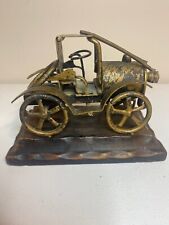Rustic Brass 1910 Ford Motor Car Art Statue on Wood Plaque picture