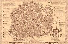 Treasure Island Map Walt Disney World Jolly Roger Retro Poster Print picture