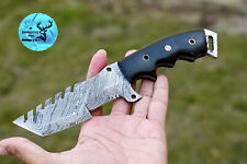 CUSTOM HANDMADE FORGED DAMASCUS STEEL TRACKER KNIFE HUNTING KNIFE CAMPING 1917 picture