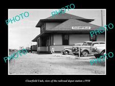 OLD LARGE HISTORIC PHOTO OF CLEARFIELD UTAH THE RAILROAD DEPOT STATION c1950 picture