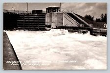 c1940s RPPC Releasing Water From L.C. SABIN LOCK in SAULT STE. MARIE MI Postcard picture