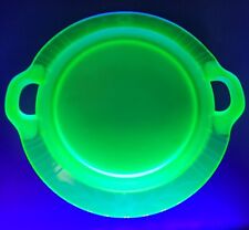 1930’s Art Deco Vaseline Uranium Frosted Depression Glass Serving Tray Rare picture