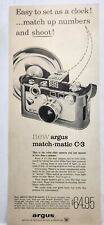 1959 Argus Camera Match Matic C-3 Vintage Print Ad Man Cave Art Deco 50's picture