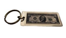 VINTAGE Small Miniature Ten Dollar $10 BILL KEYRING FOB KEYCHAIN 4