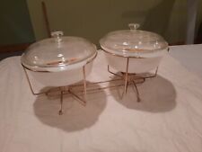 Vintage Fire King Ovenware Double Buffet 2-2 Qt Casserol Knob Cover Never Used picture