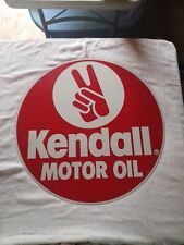 Original Vintage Kendall Motor Oil Gas Station 2 Sided Metal Sign Peace Sign picture