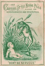Carter Quack Medicine Pill Victorian Trade Card Anthropomorphic Frog c1880s Ab8c picture