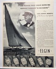 1937 Elgin Watch Sailboat Americas Cup Ranger Vtg Print Ad Man Cave Poster 30's picture