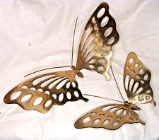 BRASS BUTTERFLIES  Mid Century Modern  Wall Hanging Set of 2 MCM vintage decor picture