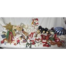 Huge Lot 130+ Vtg Christmas Decor Ornaments Mixed Santa Angel Handmade 80’s 70 picture