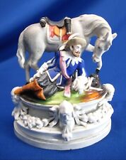 ANTIQUE CA 1820'S FRENCH FIGURAL  INK WELL CAVALIER & HORSE RESTING picture