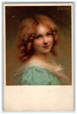 c1910's Pretty Woman Curly Hair Studio Portrait Munk Wien Antique Postcard picture