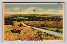 Bremen IN-Indiana, Scenic Road General Greetings, Vintage c1946 Postcard picture