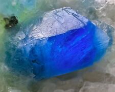 230 Ct. Fluorescent Full Terminated Top Blue Hauyne Crystal, Pyrite On Matrix picture