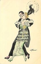 c1907 Hand-Colored Postcard 77 A/S Fournier Couple Evening Dress Dancing France picture