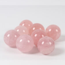 5Pcs Natural Pink Rose Quartz Crystal Energy Healing Ball Sphere W/ Stand 45mm picture