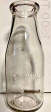 Excellent PINT Embossed Round Milk Bottle - F.D. HONOR DAIRY Windsor, Ontario picture