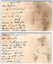 1904 RPPC BELMAR NEW JERSEY SET/2 PRETTY WOMAN SENT TO METUCHEN POSTCARDS picture
