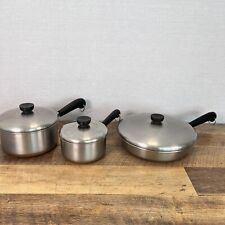 Vtg 6pc Revere Ware Pot Pan Cookware Set Skillet Stock Pot Sauce Copper Bottom  picture