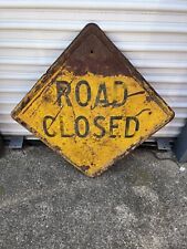 Road Closed Sign Embossed Vintage Road Closed Sign Metal Sign Vintage Embossed picture
