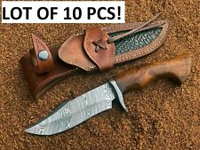 10 PCS LOT HAND FORGED DAMASCUS BLADE HANDMADE BOBCAT HUNTING BOWIE KNIVES - picture
