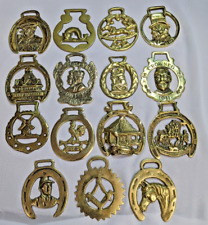 Brass Horse Medallion Lot of 15 Vintage Horseshoe Windmill Compass Jockey Koi picture