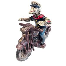 Popeye On Harley Davidson Patrol Motorcycle, Cast Iron - Vintage Hubley Repro picture