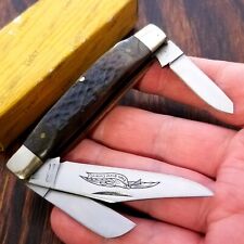 Vintage Parker Cut Co Jigged Bone 3 Blade Stockman Pocket Knife Made in Japan picture