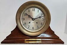 Vintage Working CHELSEA Clock Co. Ship's Bell Strike Brass Porthole Mantel Clock picture