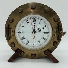 Vintage Art Temple Brass Ship Porthole Nautical Wall Clock Working Read Details picture