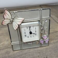 Juliana Collection Mantel Clock Glass Chrome Butterfly & Flowers, Rare model picture