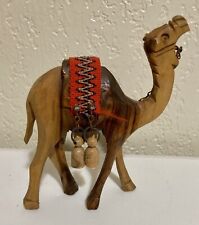 Vintage Wooden Handcrafted Camel Figurine 4” Decor Gift Desert Collectible picture