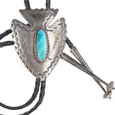 c1950's C-31 Navajo silver and turquoise arrowhead bolo tie picture