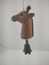 Hand Carved Giraffe Wood Head  Metal Rustic Bell by African Influence picture