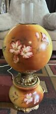 Vtg Gone With The Wind Globe Lamp White/Pink Flower Hand Painted Electric Nice picture