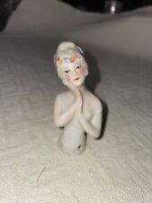Antique Vintage Porcelain Half Doll w/Flowers - 3” High - Marked Germany - 6087 picture