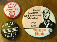 3 old Providence buttons 325th Anniv, E.P.H.S. Band, Read the Prov. Visitor picture