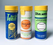 Vintage 1983 Donruss TENNIS BALL Bubble Gum Candy Container COMPLETE SET Of 3 picture