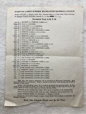 1950 1961 1967 Pompton Lakes Baseball League NJ Hershfield Park Schedule  Vtg picture