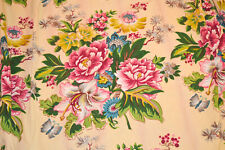 FABULOUS VINTAGE YELLOW/PINKS ASIAN EXOTIC FLORALS SINGLE CURTAIN-HUGE picture